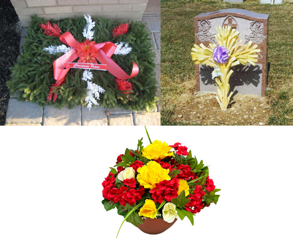3 Holiday Grave Package (Pillow) - Christmas/Easter/Father's Day Artificial