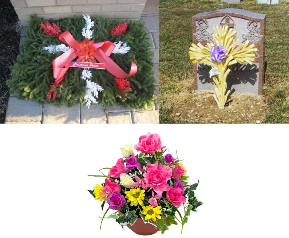 3 Holiday Grave Package (Pillow) - Christmas/Easter/Mother's Day Artificial